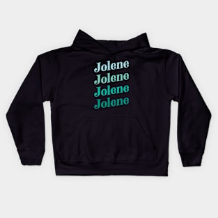 Jolene Retro Boho Typography Design in Vintage Teal Color Combo Kids Hoodie